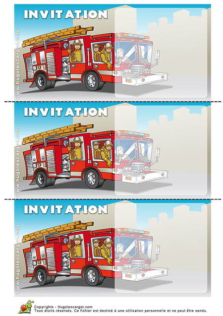 Carte anniversaire camion de pompier