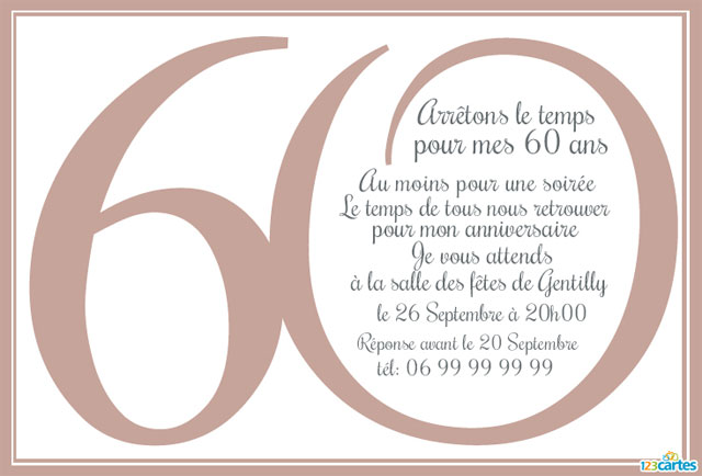 Texte pour carte invitation anniversaire 60 ans