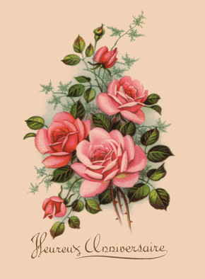 Carte anniversaire bouquet de rose