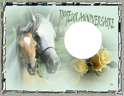 Carte joyeux anniversaire avec cheval