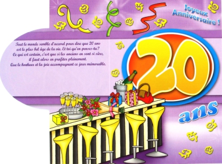 Carte anniversaire papier 20 ans