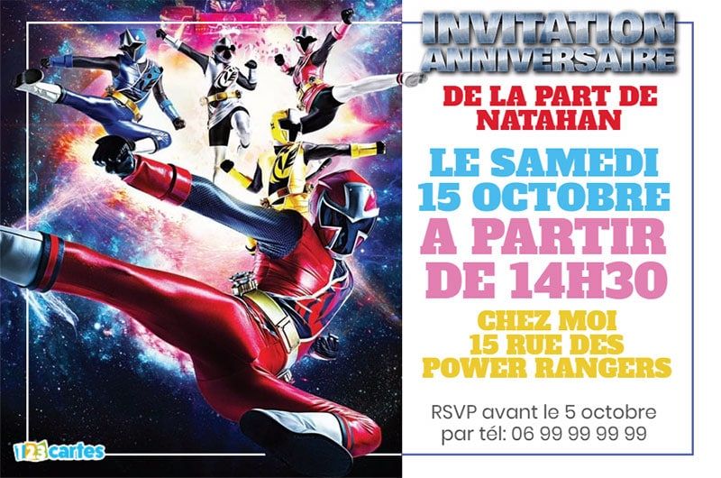 Carte invitation anniversaire power ranger samurai gratuite