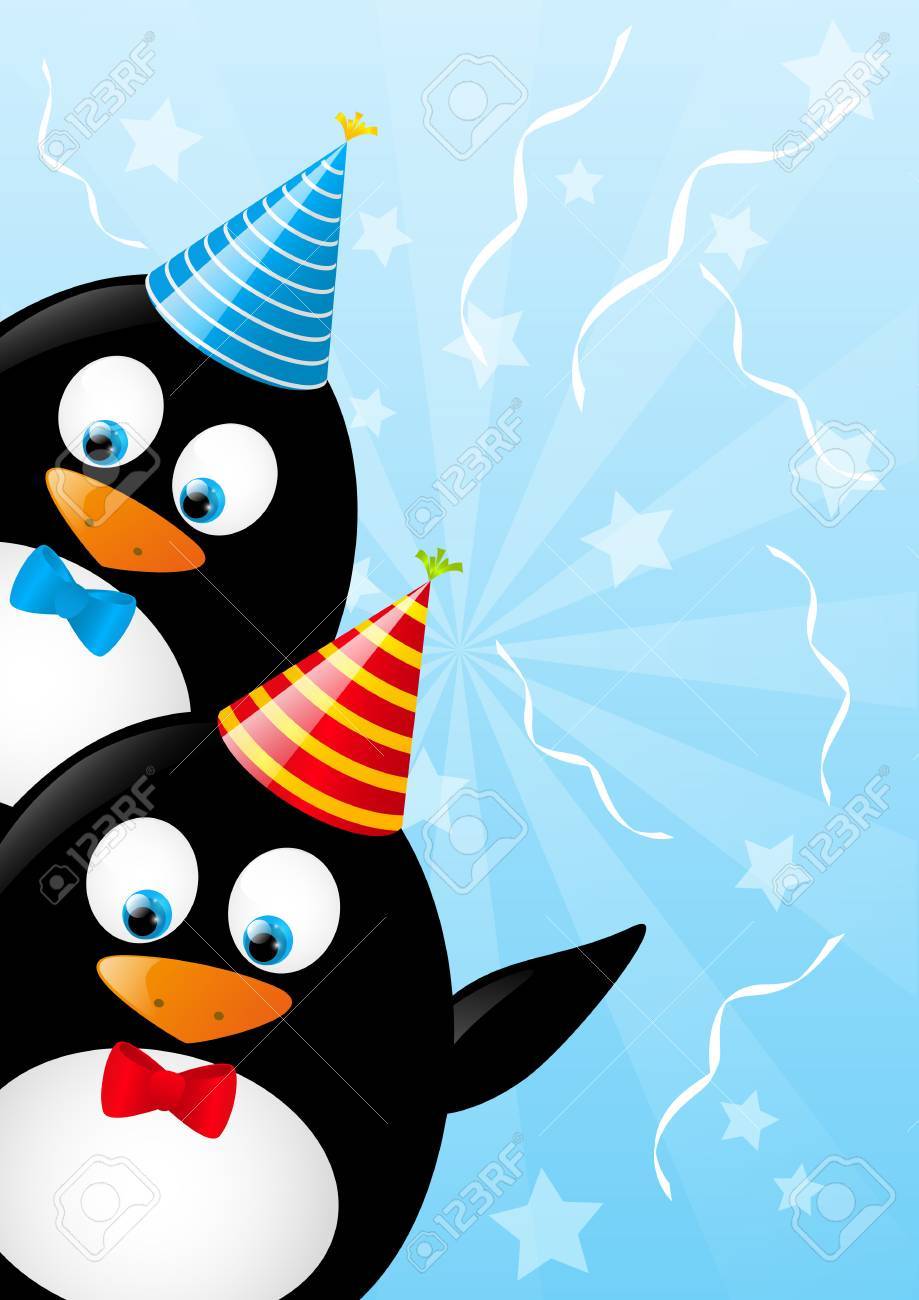 Carte anniversaire avec pingouin