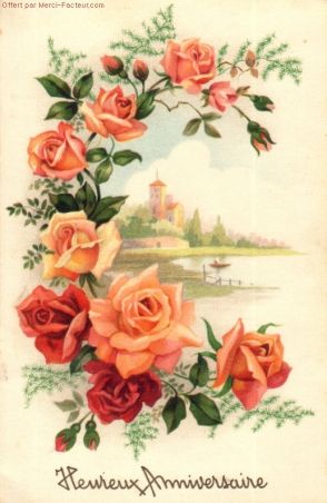 Carte postale anniversaire vintage
