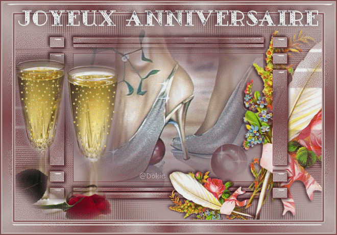 Carte anniversaire champagne et fleur