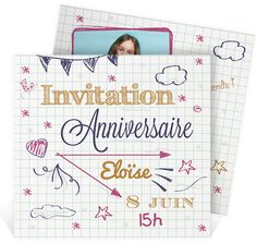 Carte invitation anniversaire fille pinterest