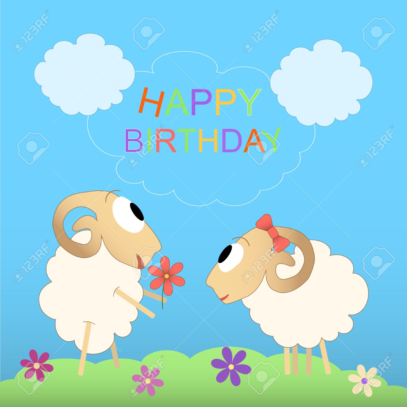 Carte anniversaire animée mouton