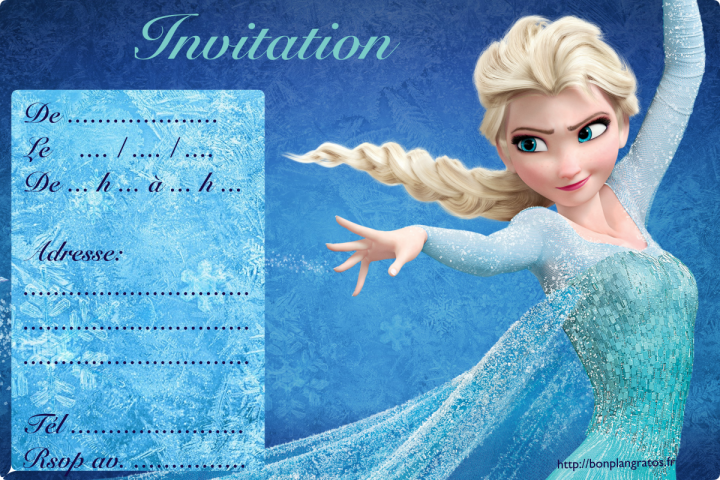 Carte invitation anniversaire reine des neiges gratuite à imprimer