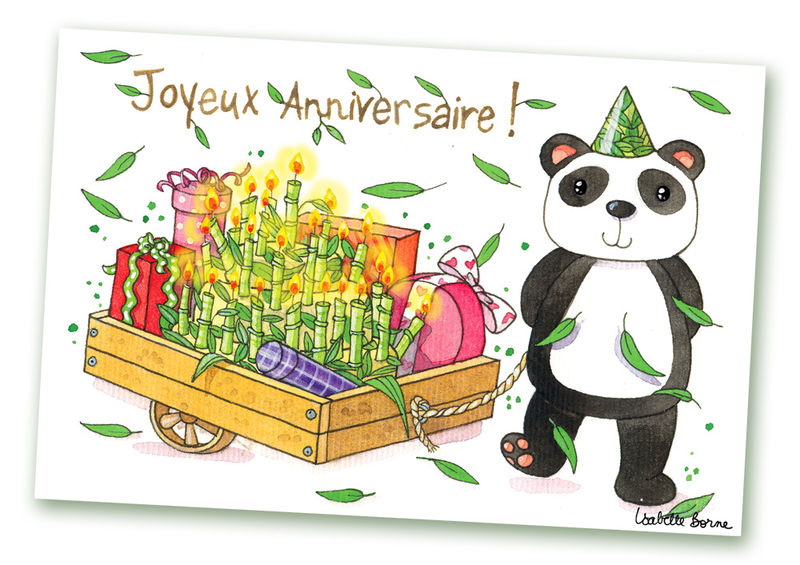 Carte anniversaire pandas