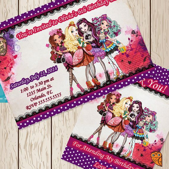Carte invitation anniversaire ever after high