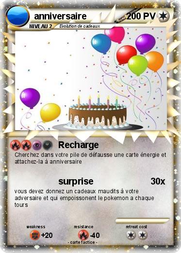 Pokemon anniversaire carte