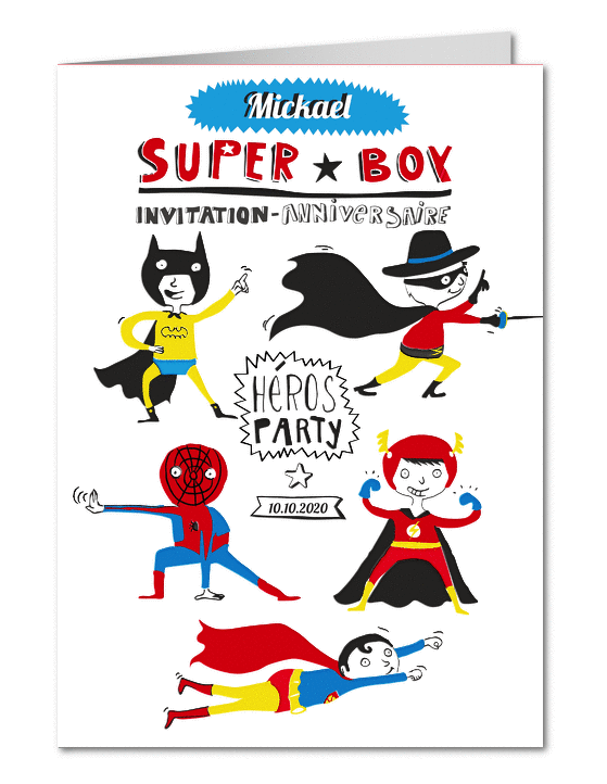Carte d'invitation anniversaire super héros