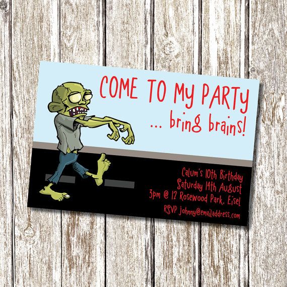 Carte invitation anniversaire zombie