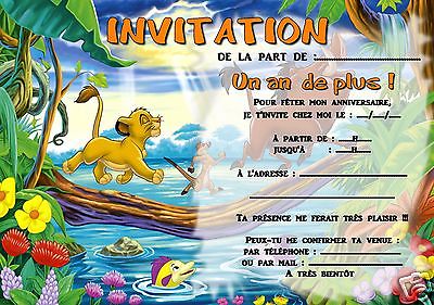 Carte d invitation anniversaire le roi lion