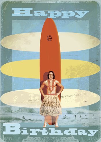 Carte anniversaire surfeur