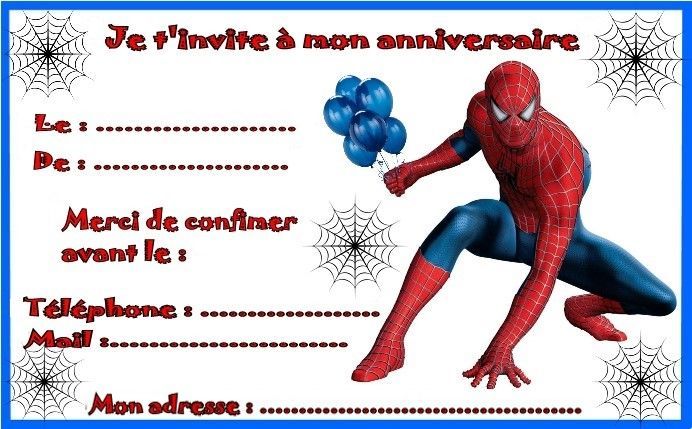 Carte anniversaire gratuite à imprimer spiderman