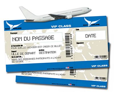 Carte anniversaire faux billet d'avion