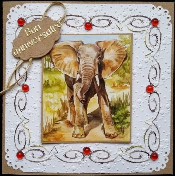 Carte elephant anniversaire