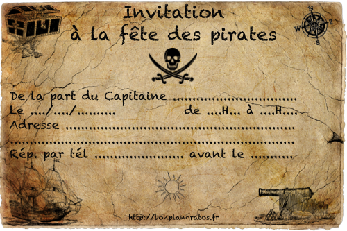 Carte anniversaire pirates des caraibes