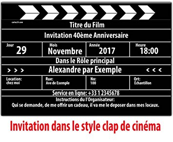 Carte d'invitation anniversaire gratuite à imprimer cinema