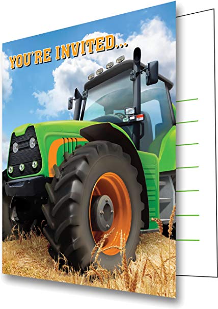 Carte invitation anniversaire tracteur