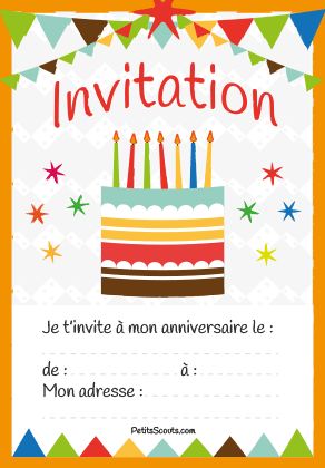 Carte d'invitation anniversaire pour enfants