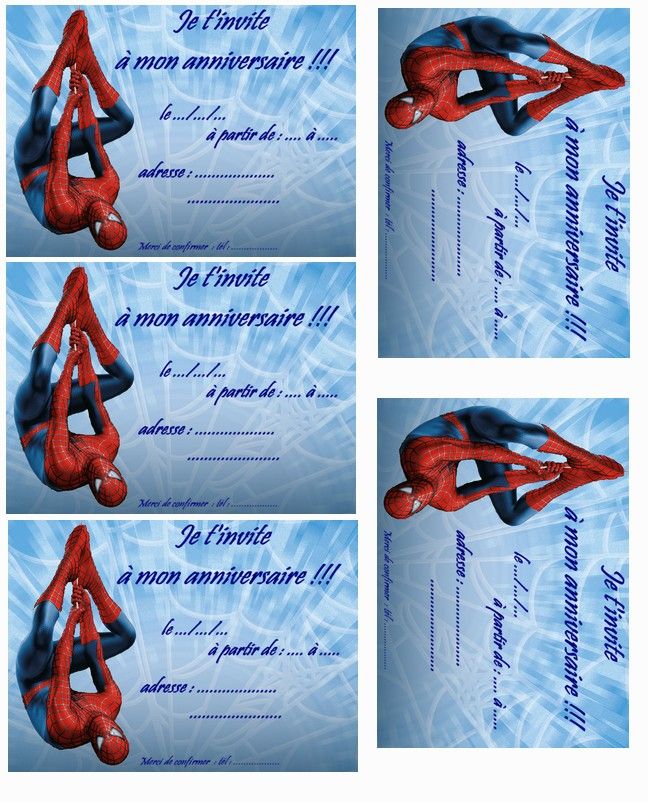 Carte anniversaire à imprimer spiderman