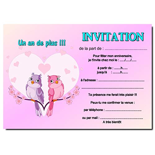 Carte invitation anniversaire avec coeur
