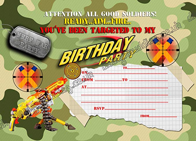 Carte invitation anniversaire nerf gratuit