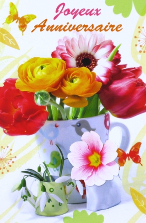Dromadaire carte anniversaire bouquet de fleurs