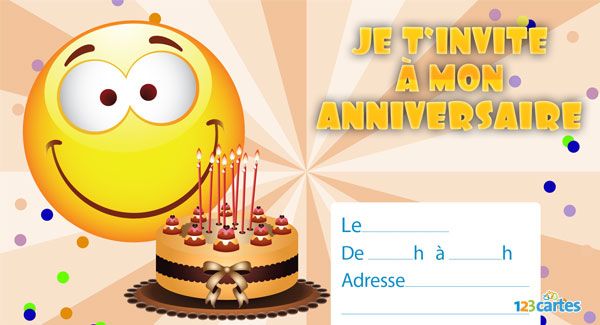 Carte invitation anniversaire emoji francais