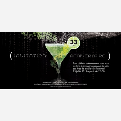 Carte invitation anniversaire cocktail
