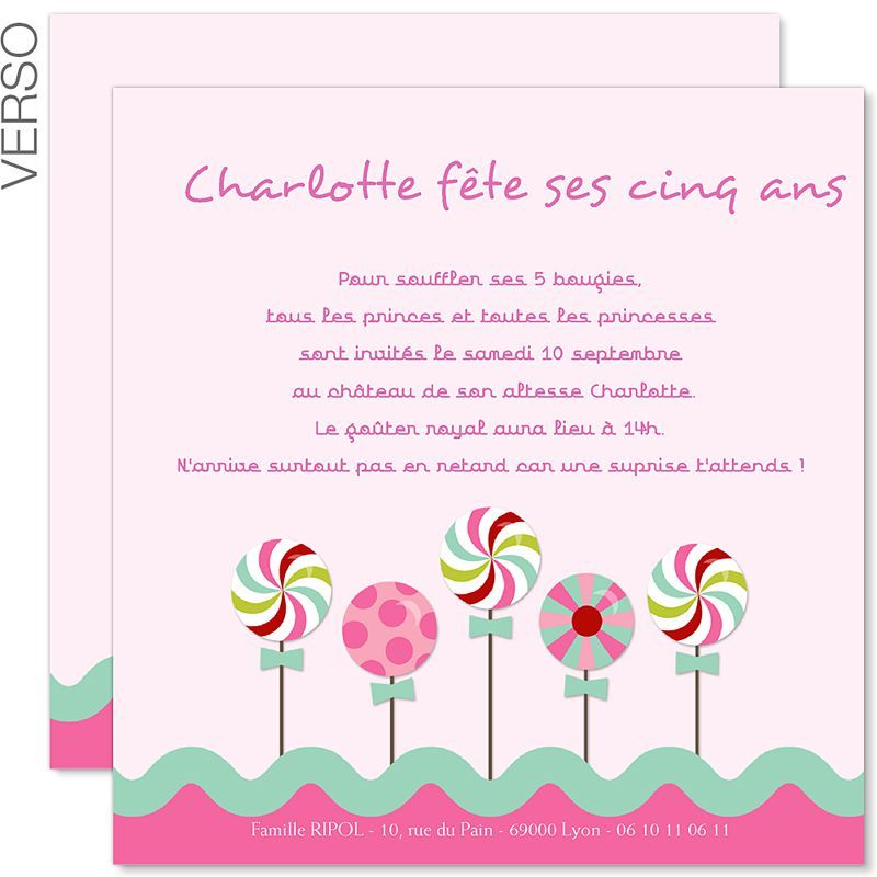 Carte d'invitation anniversaire fille 6 ans gratuite