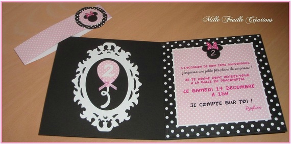 Carte d'invitation anniversaire rose et noir