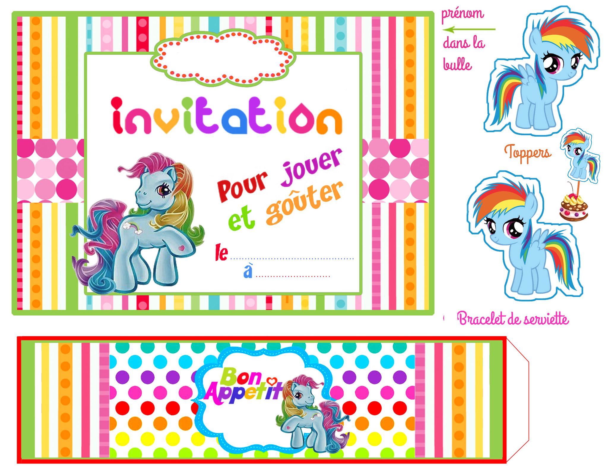 Carte invitation anniversaire my little pony