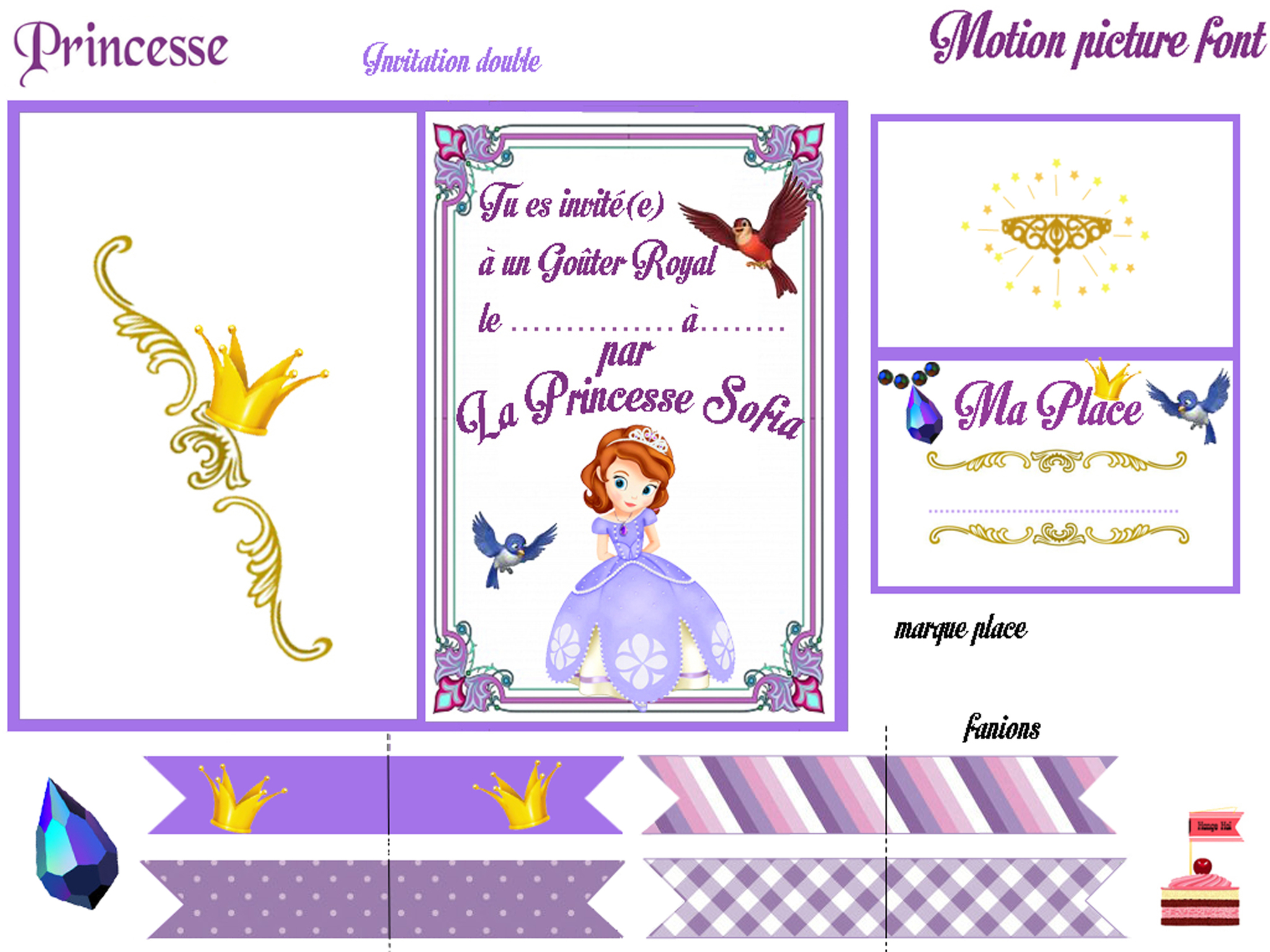 Carte d'invitation anniversaire princesse sofia