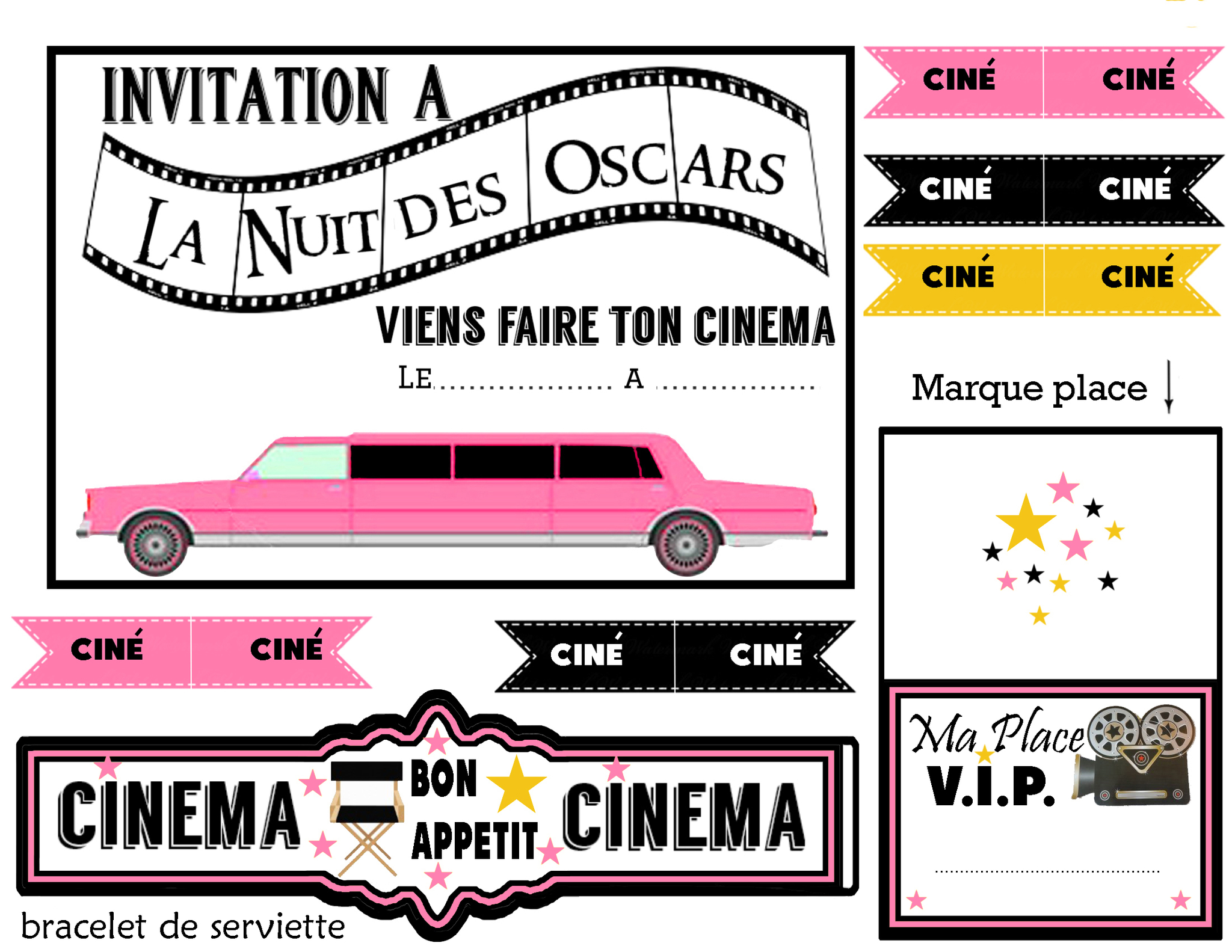 Carte invitation anniversaire adulte thème cinéma