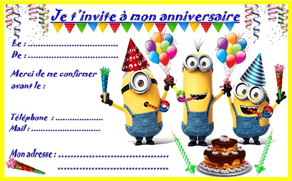 Carte invitation anniversaire gratuit garcon