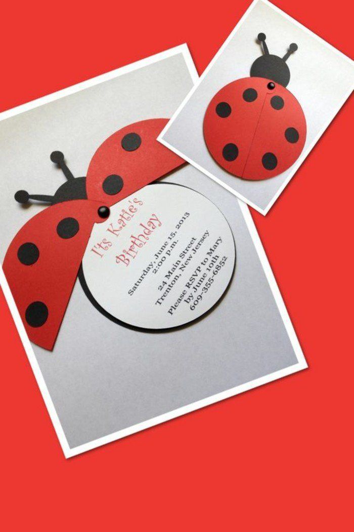 Carte d'invitation anniversaire ladybug
