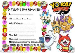 Carte d'invitation anniversaire yokai watch