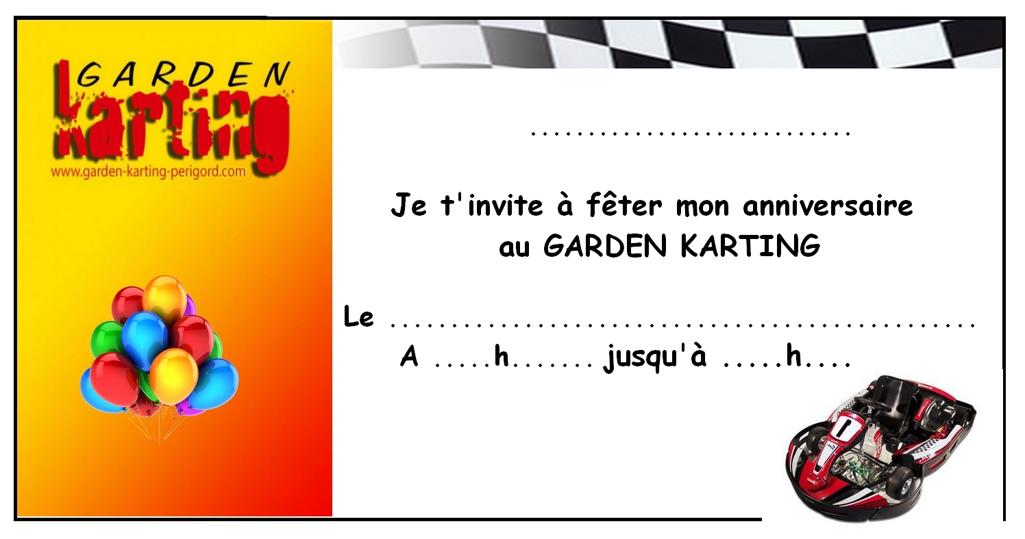 Carte d'invitation anniversaire karting