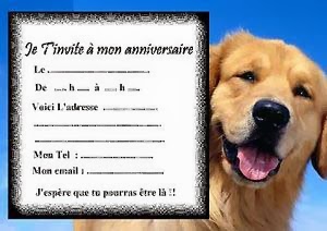 Carte d'invitation pour anniversaire chien