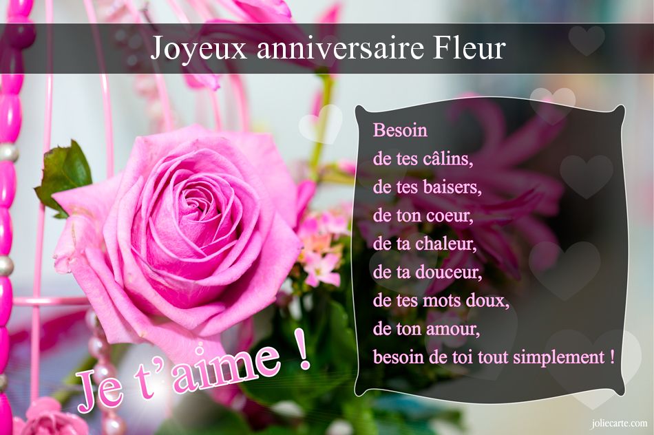 Carte anniversaire fleur rose