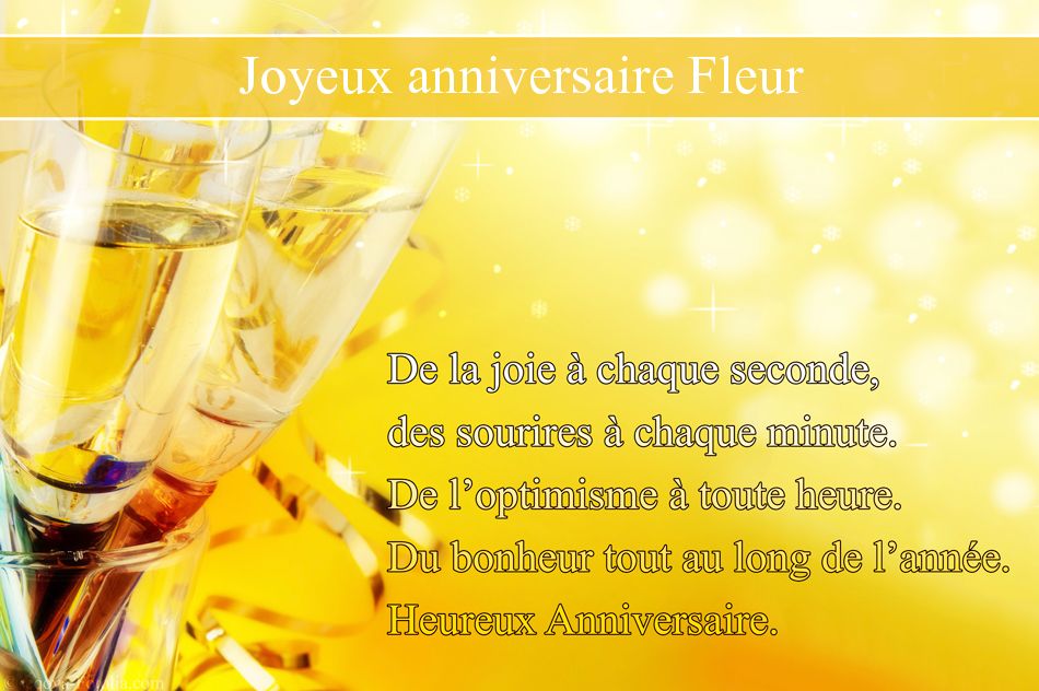 Carte anniversaire champagne et fleur