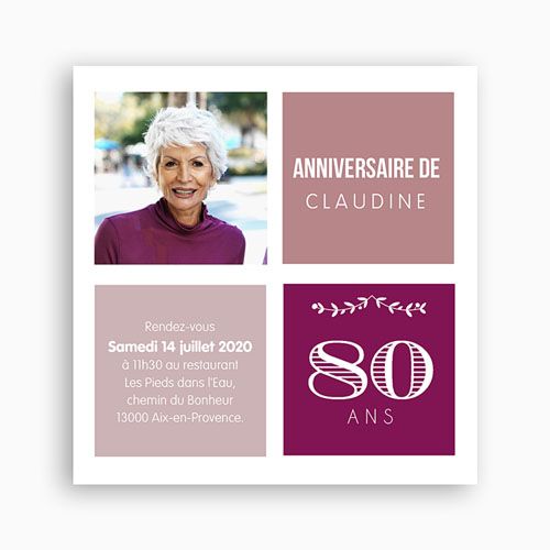 Exemple carte invitation anniversaire 80 ans