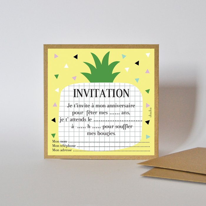 Carte invitation anniversaire ananas