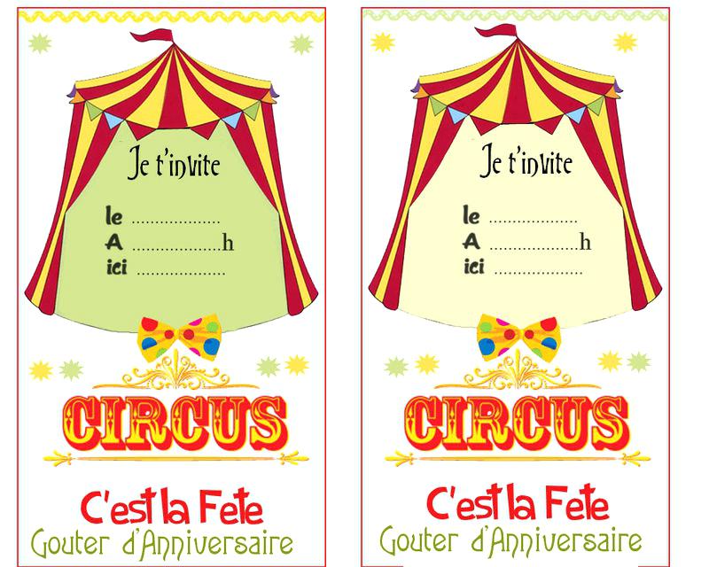 Carte invitation anniversaire theme cirque