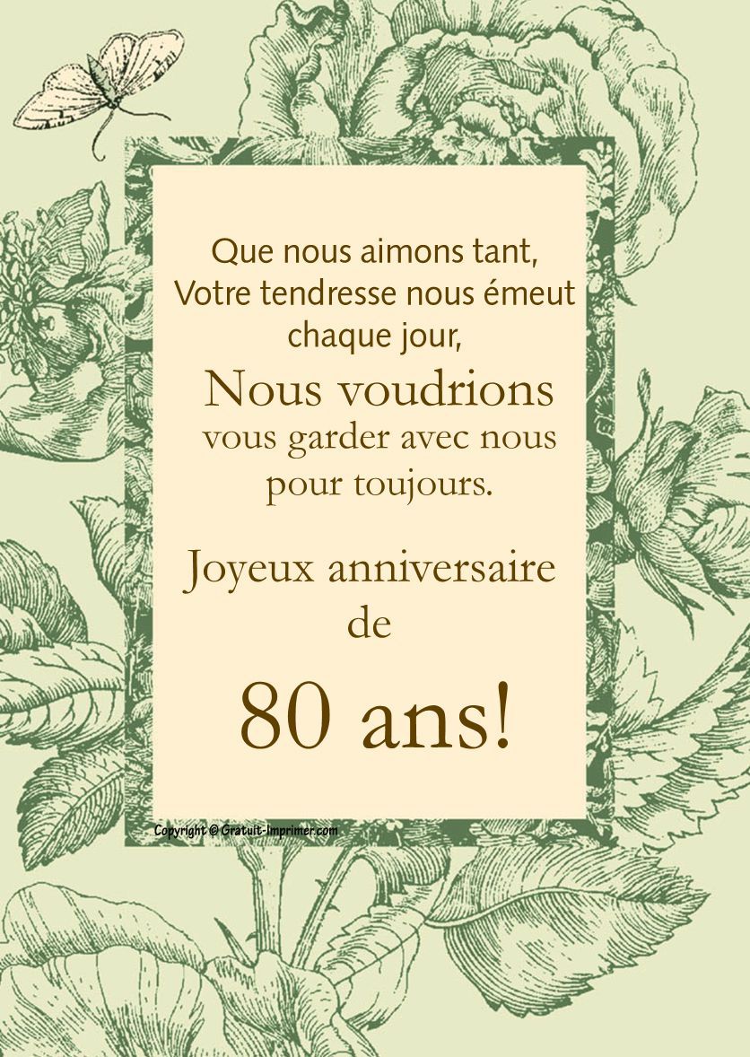 Texte pour carte anniversaire 80 ans femme