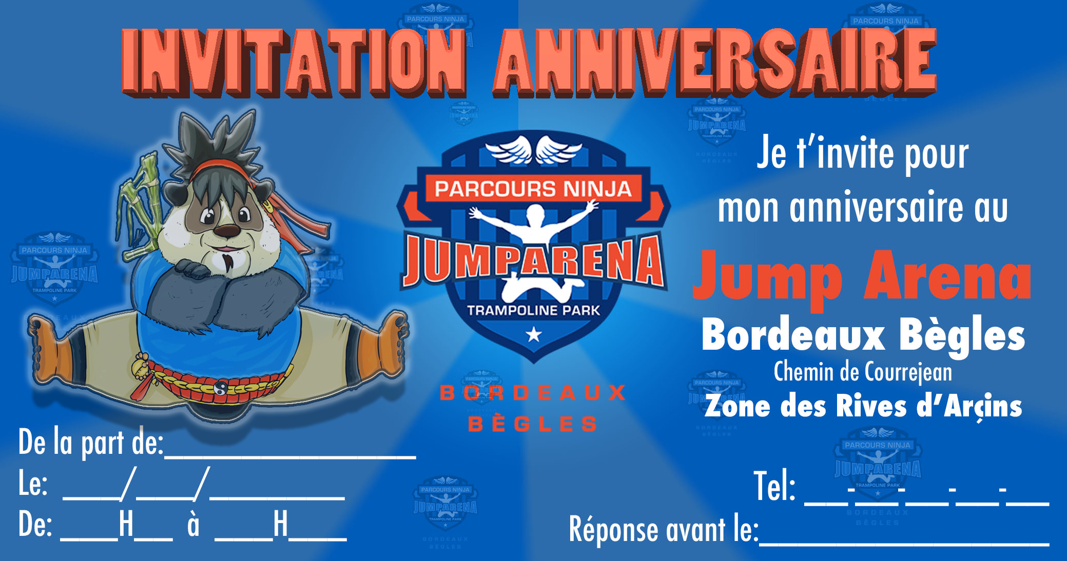 Carte invitation anniversaire trampoline park