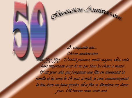 Texte carte d'invitation anniversaire 50 ans